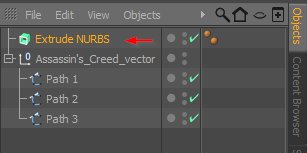 Add the Extrude NURBS object