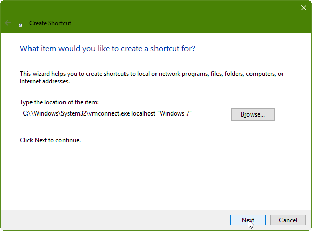 7 full How to create a shortcut for each HyperV Virtual Machine in Windows 10 or 8 7 full How to create a shortcut for each HyperV Virtual Machine in Windows 10 or 8