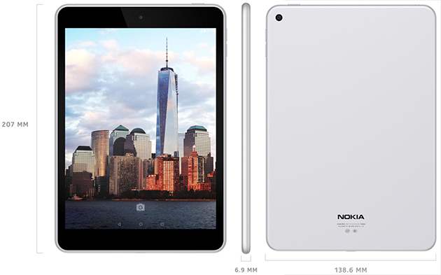 Dimensions of the Nokia N1